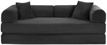 5-in-1 Convertible Sofa Bed, King Size Sleeper Couch with Bonus Pillows, Heavy Duty Frame for Movie Night & Guest Room,