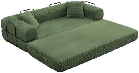 5-in-1 Convertible Sofa Bed, King Size Sleeper Couch with Bonus Pillows, Heavy Duty Frame for Movie Night & Guest Room,