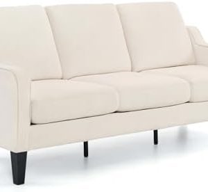 VINGLI 71" Comfy Small Sofa for Living Room - Mid Century Modern 3 Seat Couch in Beige, Perfect for Apartments & Bedroom