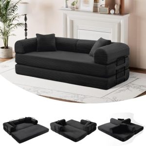 5-in-1 Convertible Sofa Bed, King Size Sleeper Couch with Bonus Pillows, Heavy Duty Frame for Movie Night & Guest Room,