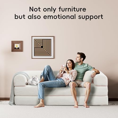 5-in-1 Convertible Sofa Bed, King Size Sleeper Couch with Bonus Pillows, Heavy Duty Frame for Movie Night & Guest Room,