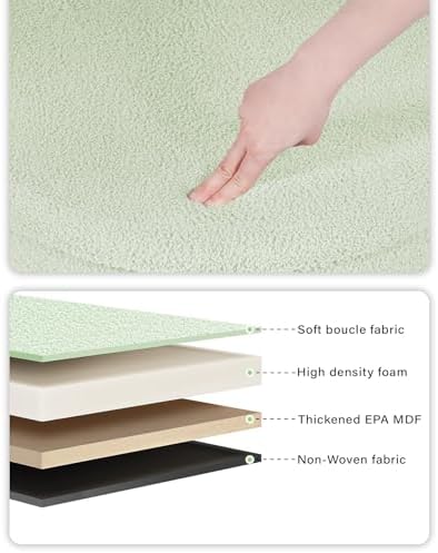 B FSOBEIIALEO Round Sherpa Storage Ottoman Stool - 22"x22"x15.75" (White) - Stylish Foot Rest with Eco-Friendly Certific