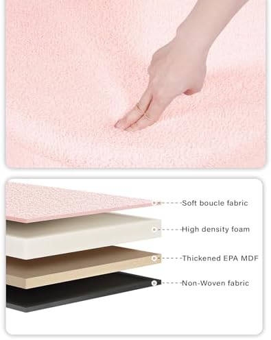 B FSOBEIIALEO Round Sherpa Storage Ottoman Stool - 22"x22"x15.75" (White) - Stylish Foot Rest with Eco-Friendly Certific