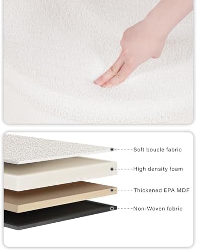 B FSOBEIIALEO Round Sherpa Storage Ottoman Stool - 22"x22"x15.75" (White) - Stylish Foot Rest with Eco-Friendly Certific