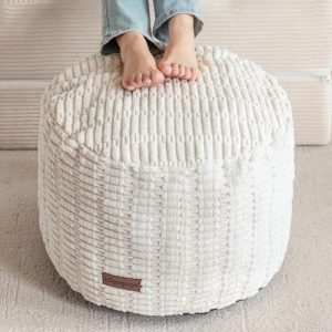 HIGOGOGO Pouf Ottoman | Modern Foam Filled Foot Rest for Living Room | 20 X 15 Inches Decorative Boho Stool | Ideal for