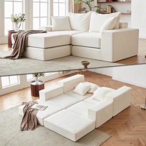 Modular Sectional Sofa - Cozy Sleeper Couch for Customizable Living Spaces - Non-Slip Base & Deep Seat - Modern L-Shape