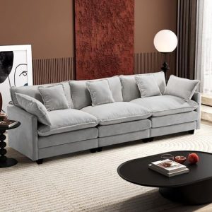 Ihanherry 111.4 Inch Modern Cloud Sofa - Comfy 3-Seater Modular Sectional Couch for Living Room, Deep Seat with Breathab