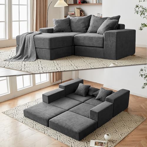 Modular Sectional Sofa - Cozy Sleeper Couch for Customizable Living Spaces - Non-Slip Base & Deep Seat - Modern L-Shape