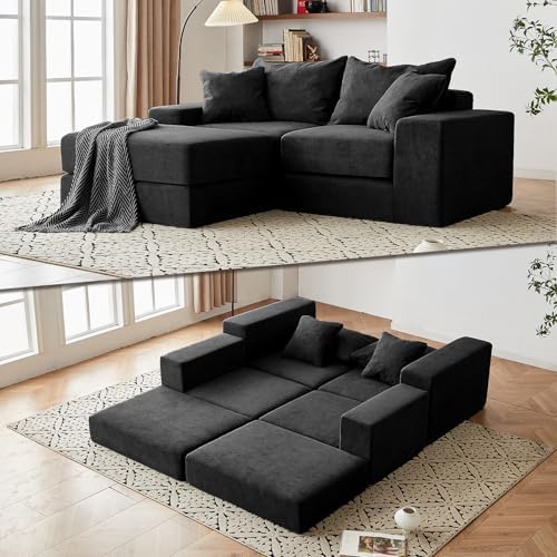 Modular Sectional Sofa - Cozy Sleeper Couch for Customizable Living Spaces - Non-Slip Base & Deep Seat - Modern L-Shape