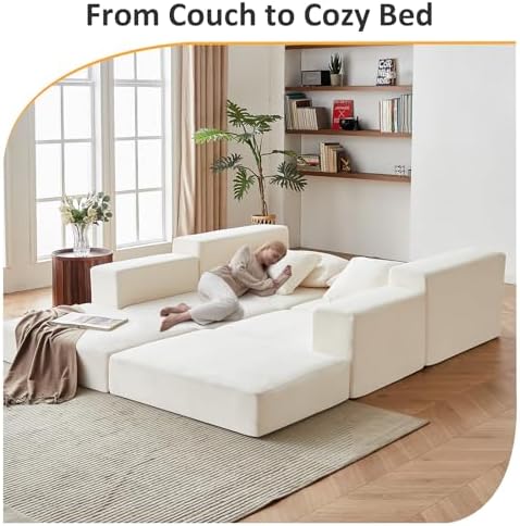 Modular Sectional Sofa - Cozy Sleeper Couch for Customizable Living Spaces - Non-Slip Base & Deep Seat - Modern L-Shape