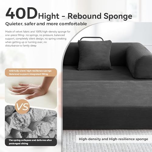 5-in-1 Convertible Sofa Bed, King Size Sleeper Couch with Bonus Pillows, Heavy Duty Frame for Movie Night & Guest Room,